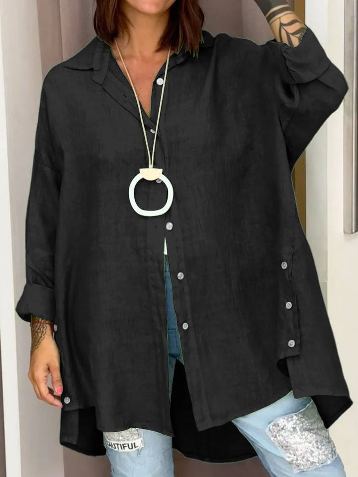 Stijlvolle dames relaxed fit button-down shirt, oversized met lange mouwen, perfect voor een moderne en veelzijdige outfit.