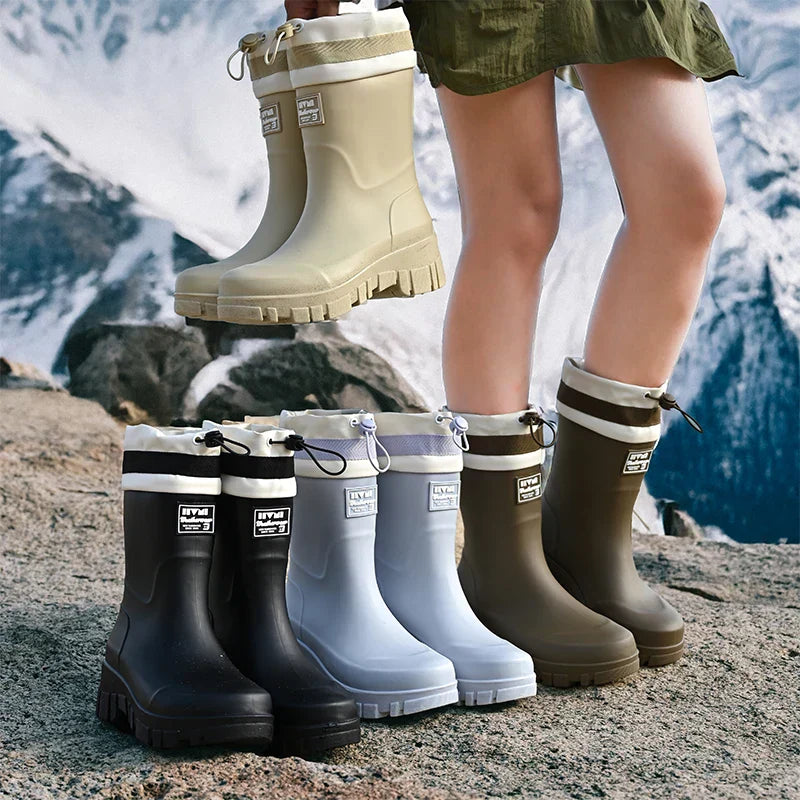 Stijlvolle Arlena dames regenlaarzen in retro design, perfect waterdicht en met antislipzool.