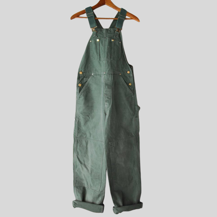 Groene dames tuinbroek met vintage look. Comfortabele losse pasvorm, ideaal voor casual kleding en een dagelijkse stijl.