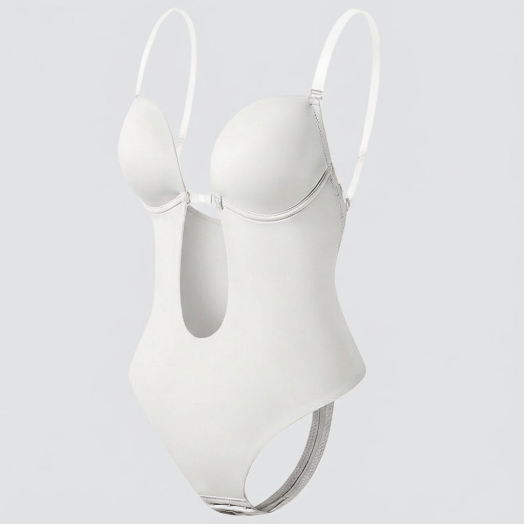 Veelzijdige dames rugloze body shaper met diepe V-hals, ideaal als onzichtbaar ondergoed voor een gestroomlijnd silhouet.