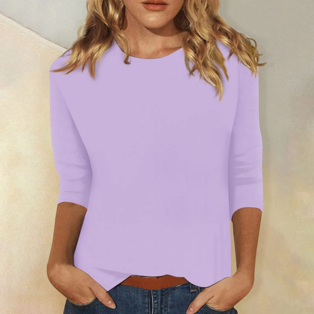 Comfortabel wit dames shirt Ava met lange mouwen en ronde hals. Ideaal voor casual gebruik of een stijlvolle outfit.
