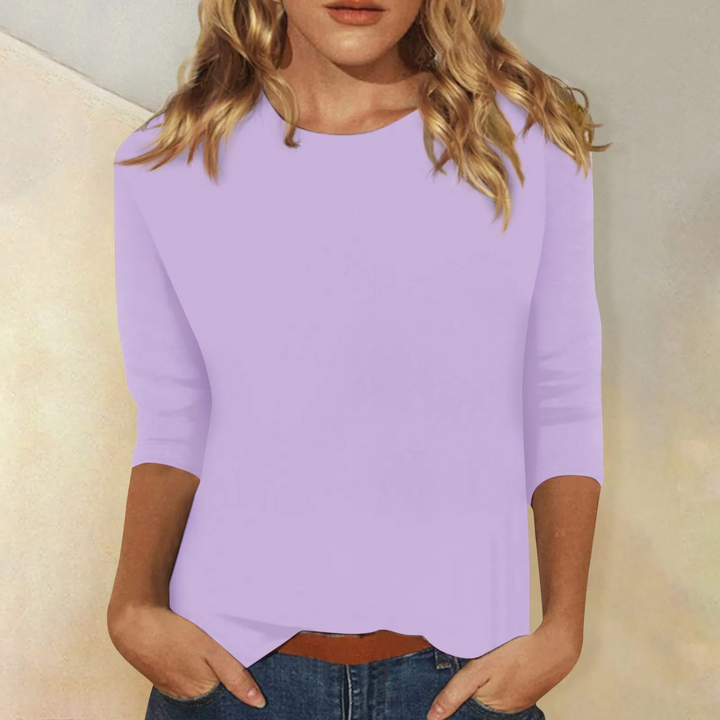 Comfortabel wit dames shirt Ava met lange mouwen en ronde hals. Ideaal voor casual gebruik of een stijlvolle outfit.