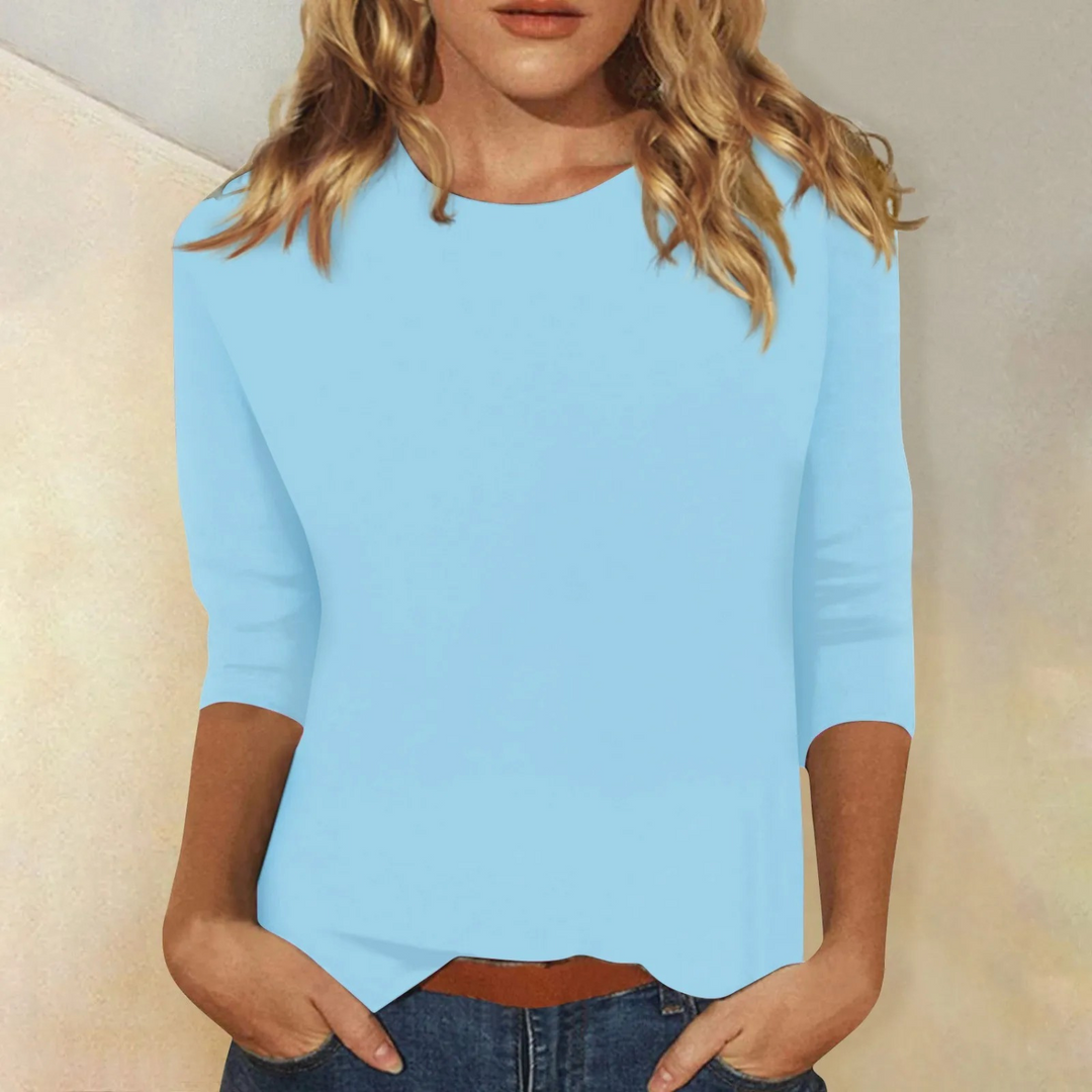 Stijlvol dames shirt Ava met lange mouwen, ronde hals en zachte stof. Elegant voor modebewuste vrouwen.