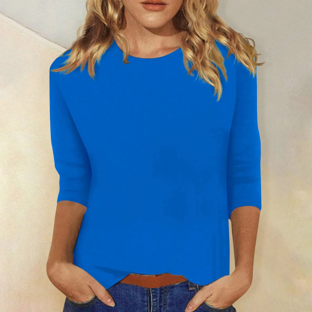 Paars dames shirt Ava met lange mouwen. Veelzijdig, comfortabel en een tijdloze ronde hals. Perfect voor de moderne vrouw.