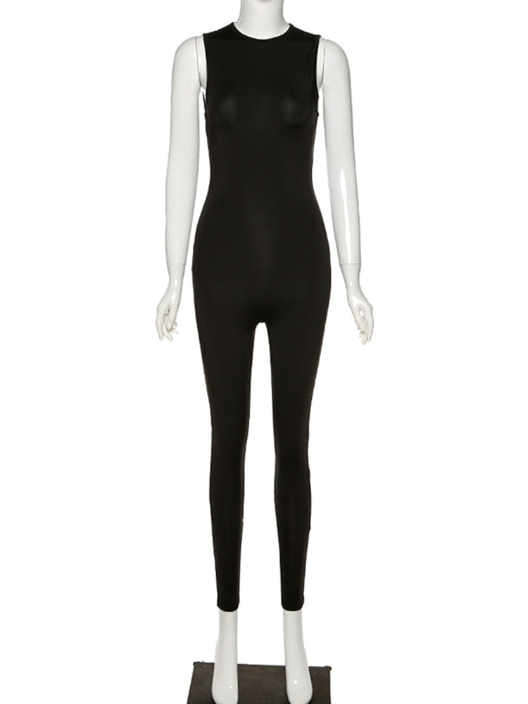 Lange mouw skinny workout jumpsuit dames, ideale fitness- en yoga outfit. Optioneel ook mouwloos verkrijgbaar.