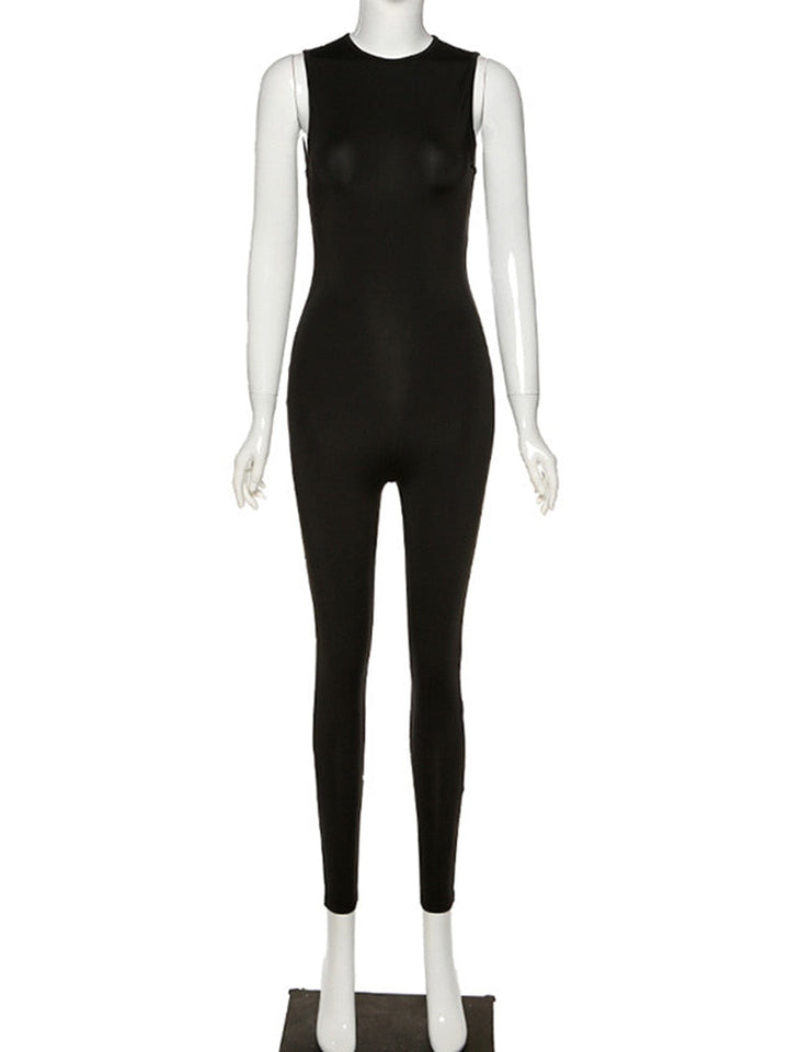 Lange mouw skinny workout jumpsuit dames, ideale fitness- en yoga outfit. Optioneel ook mouwloos verkrijgbaar.