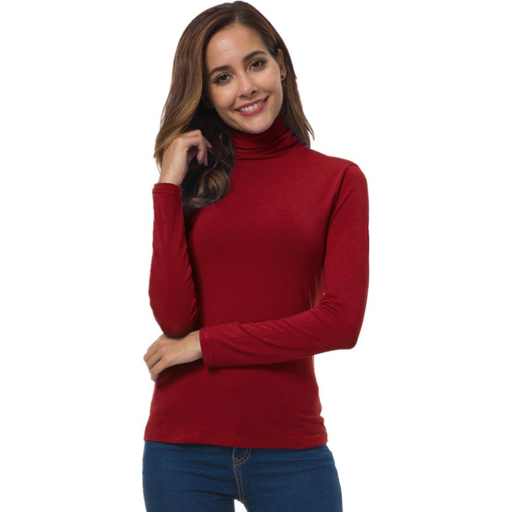 Zachte slim fit coltrui voor dames, comfortabel en ademend. Een perfecte all-season top.