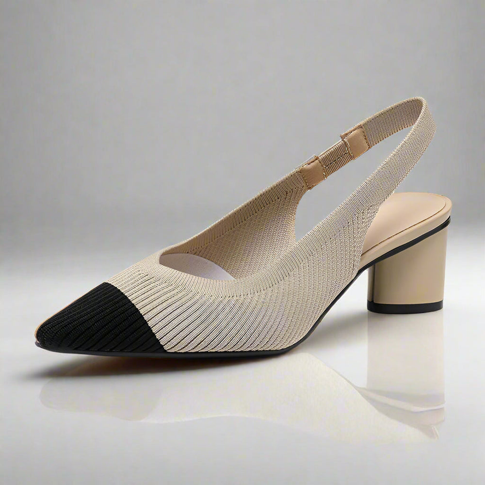 Comfortabele dames pumps met slingback en lage blokhak, perfect voor werk en vrije tijd.