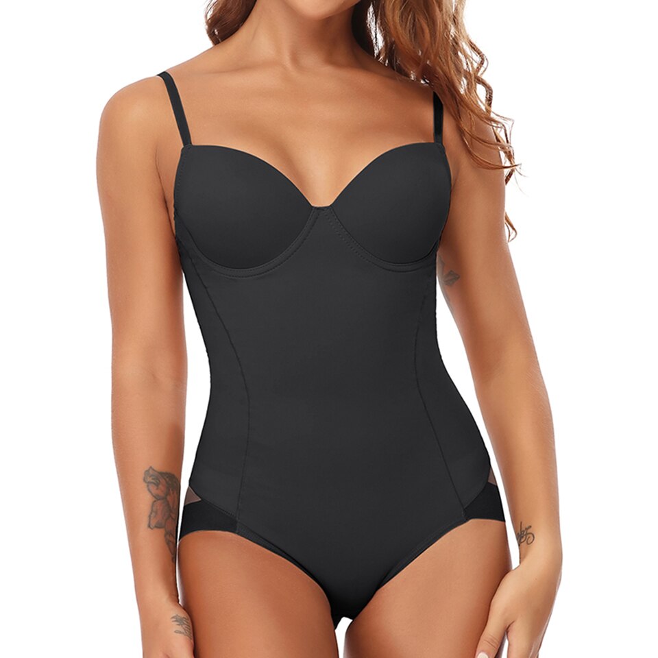 Detail van de zachte, ademende stof van de TopShaper™ dames shapewear bodysuit; comfortabele lingerie.