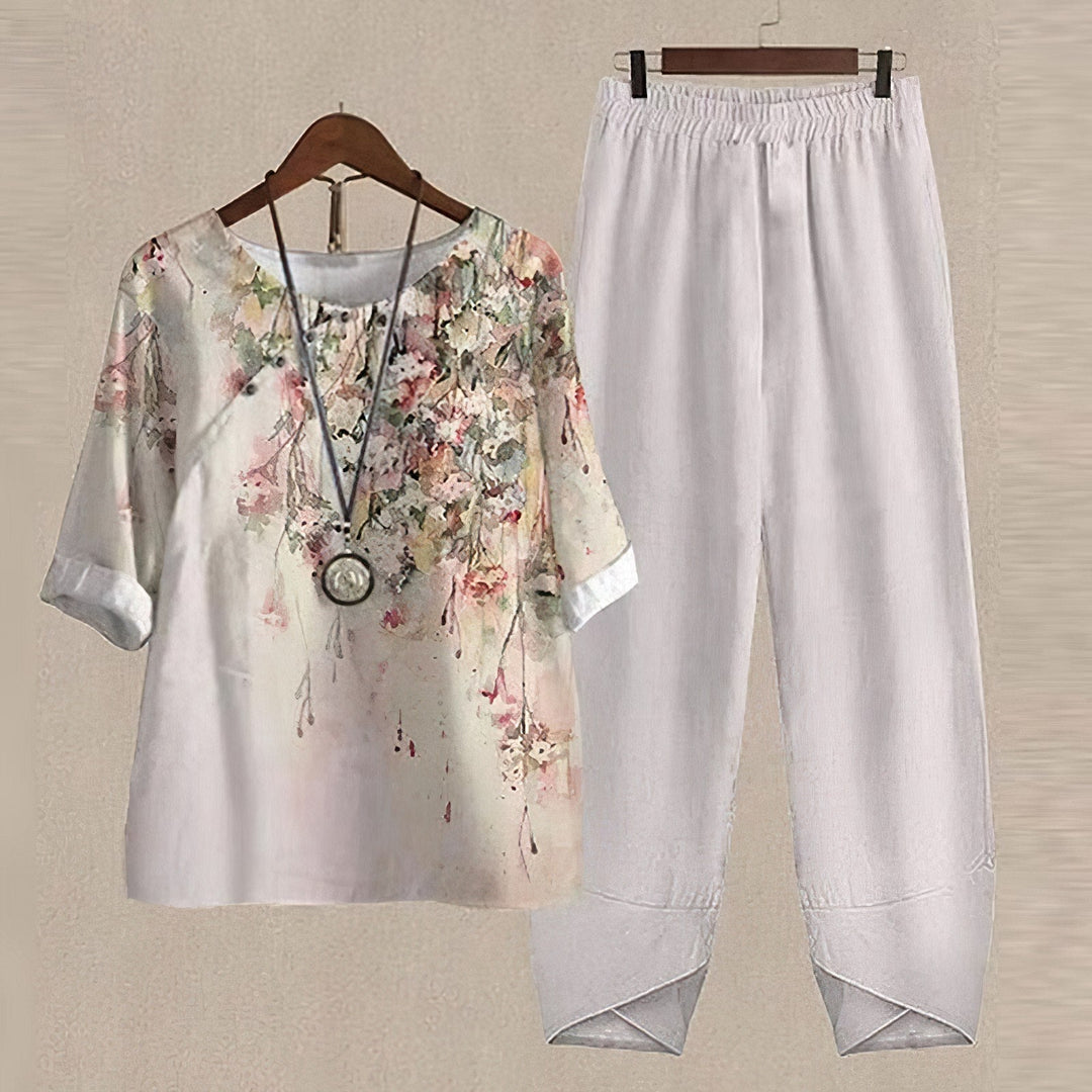 Veelzijdige LenaDuo dames 2-delige zomerset, casual chic en stijlvol. Perfecte voorjaarskleding.