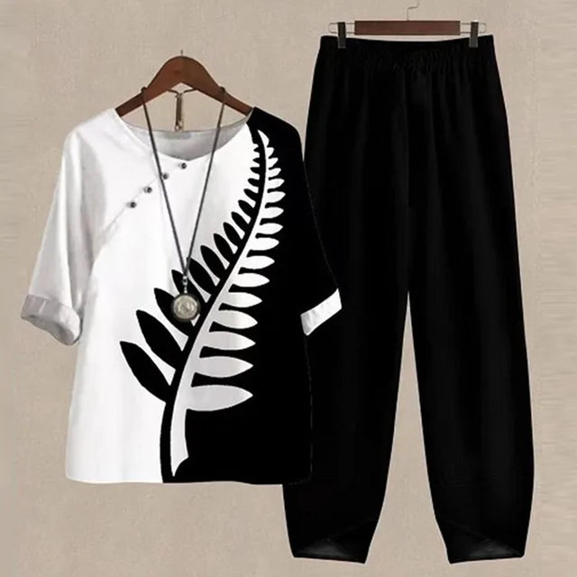 Modieuze LenaDuo dames set, 2-delig, voor warme dagen. Comfortabele en stijlvolle zomeroutfit.