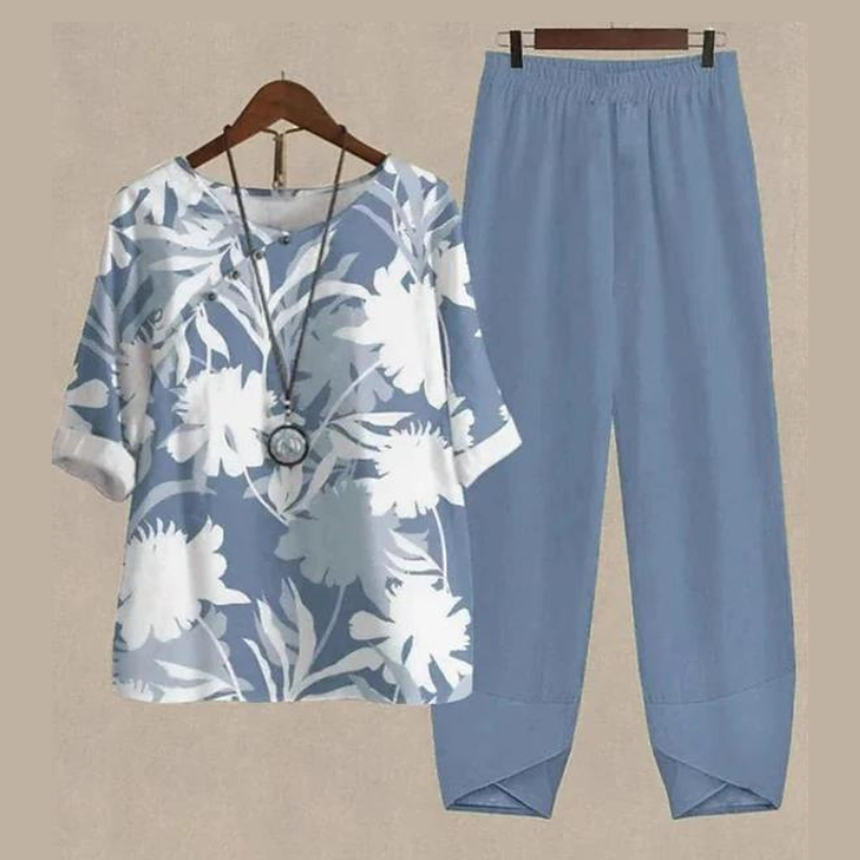 LenaDuo plus size dames tweedelige set, voorjaar & zomer. Trendy en comfortabele casual mode.