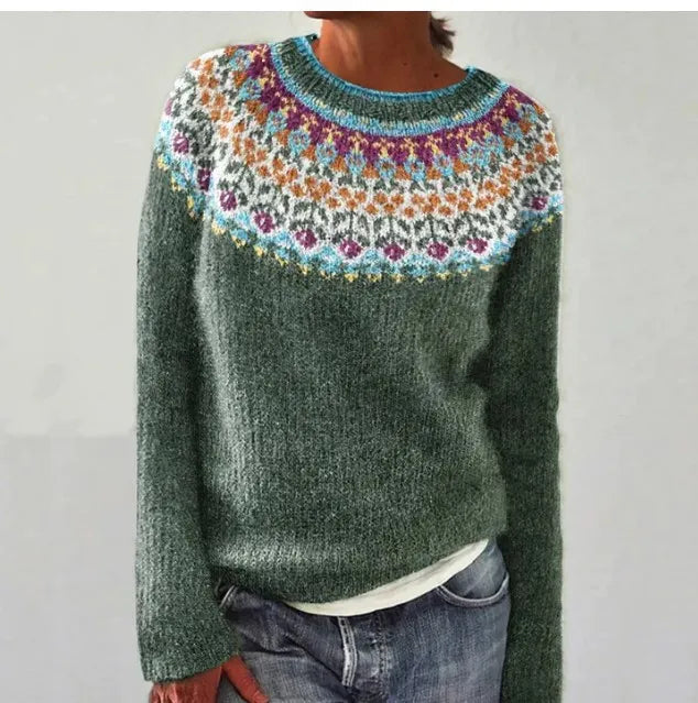 Comfortabele oversized dames trui met patroon. Warme winterkleding, veelzijdig en stijlvol voor elke dag.