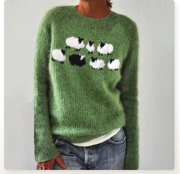 Casual dames trui met patroon, perfect voor dagelijks comfort. Stijlvolle herfstmode met vintage touch.