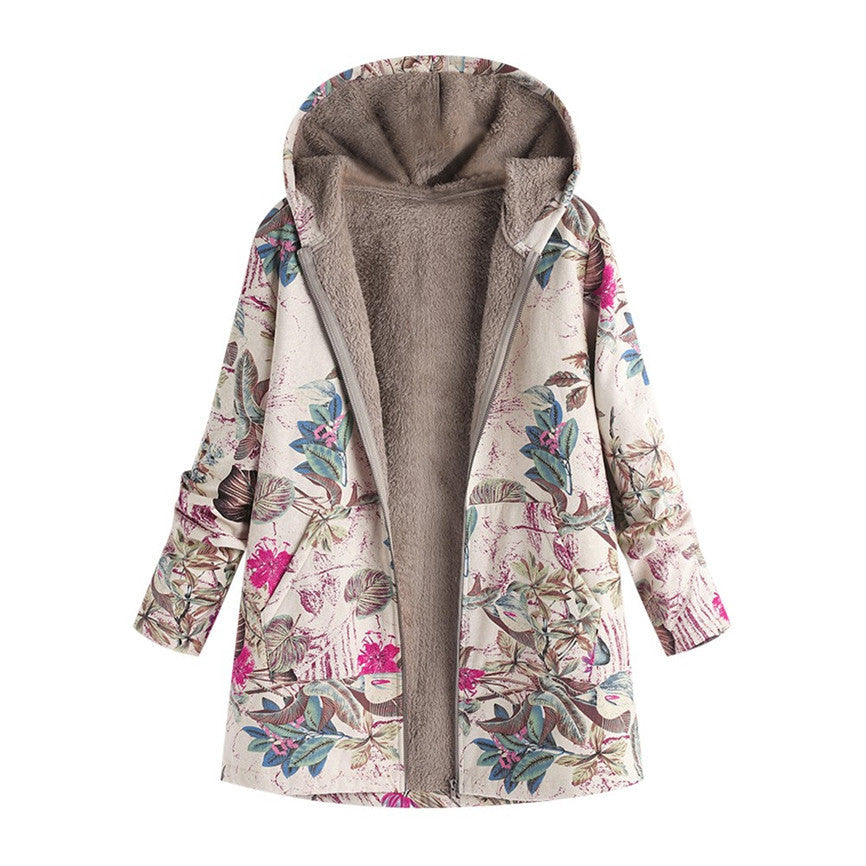 Stijlvolle dames tussenjas met gedetailleerde bloemenprint, praktische opbergzakken. Creëer een trendy vintage herfstlook.