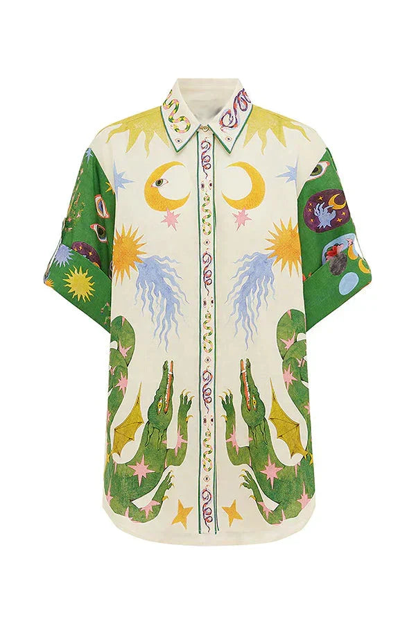 Elegante dames zomer set in vrolijke kleuren, comfortabel voor een stranddag, vakantie of zomerse outfit.