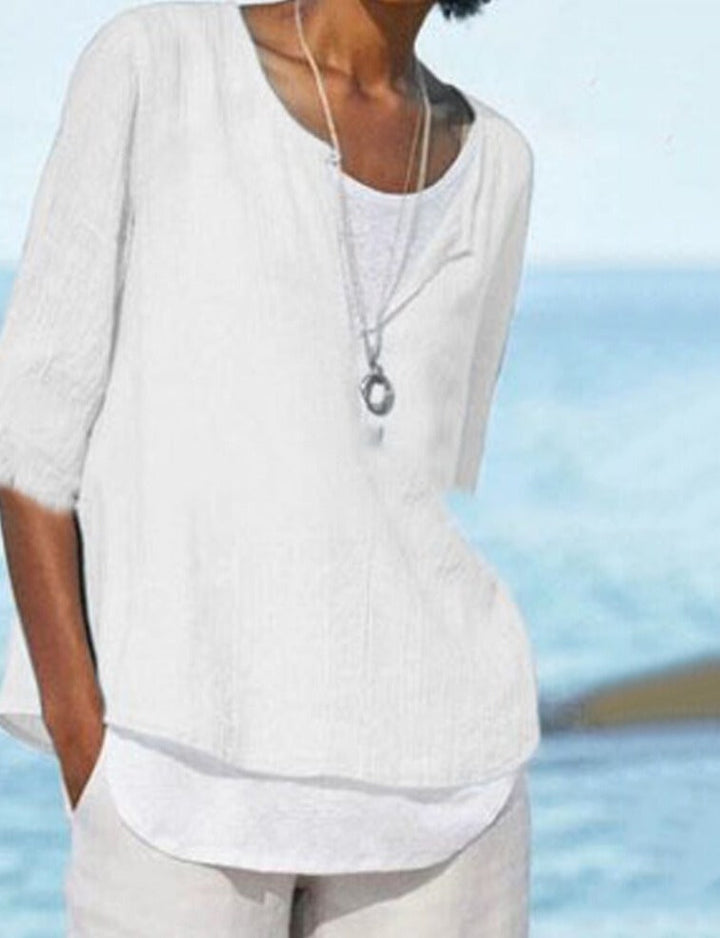 Comfortabel V-hals shirt voor dames, zachte kleding, veelzijdig en ideaal voor dagelijks gebruik.