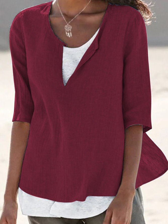 Elegant dames V-hals shirt, comfortabele stof; een stijlvolle keuze voor dagelijkse mode en vrije tijd.