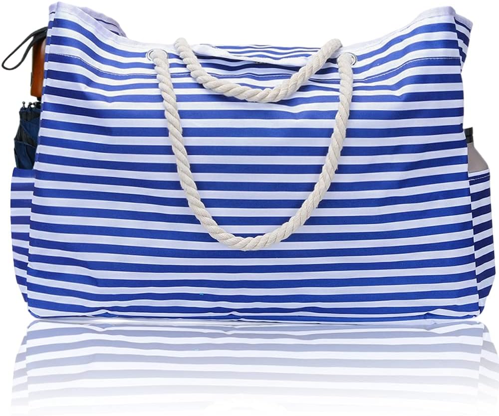 Moderne waterdichte dames strandtas, extra groot, inclusief reisetui voor optimale organisatie.