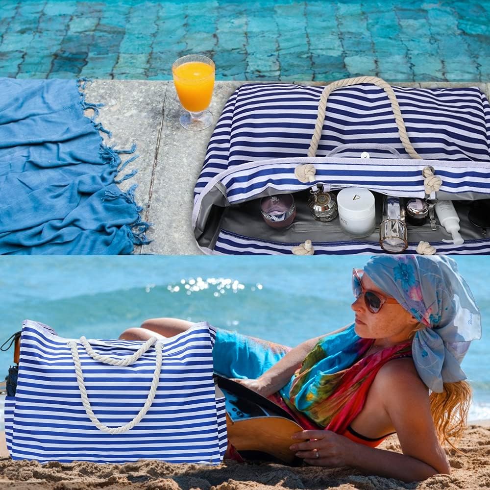 Waterdichte zomertas voor dames, extra groot met genoeg ruimte en een functioneel reisetui.