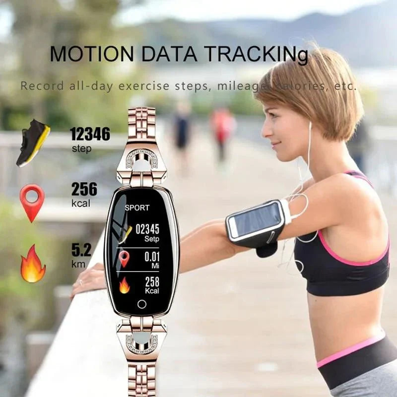 Stijlvolle FitStyle dames wearable, waterdicht, voor het volgen van gezondheid en activiteiten.