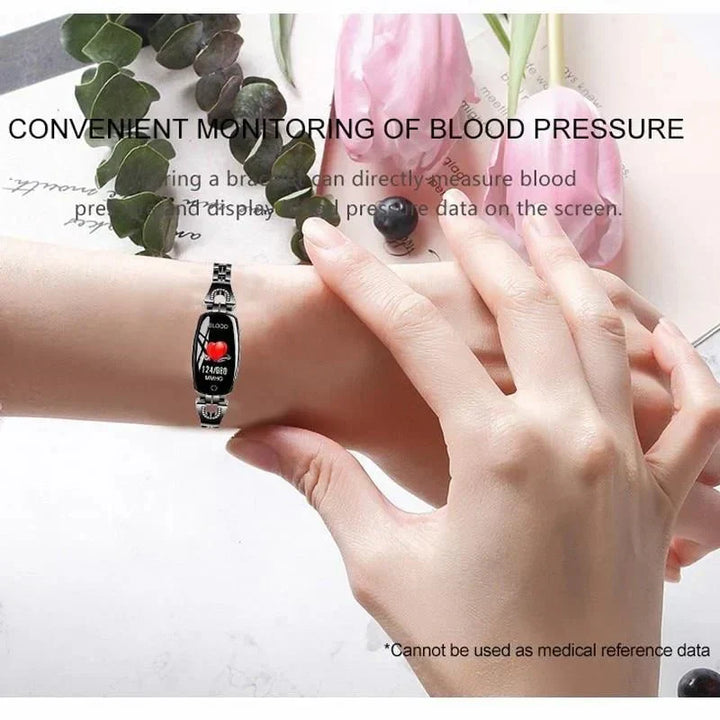 Zwarte dames fitness armband, waterdicht, ideaal voor sport, met slaap- en hartslagmonitor.