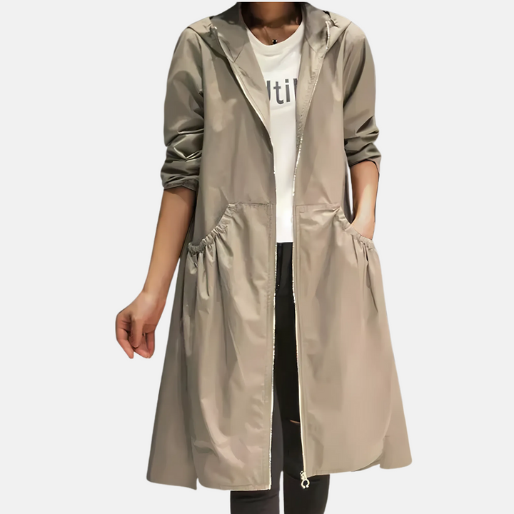 Dames waterdichte jas met capuchon, ideaal als regenjas voor lente & herfst outdoor.