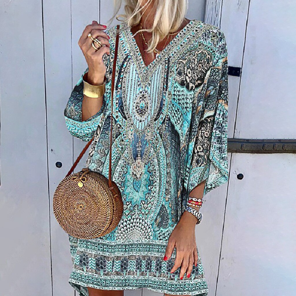 Comfortabele damesmode: Eva™ zomerjurk met vrolijke print. Perfect als casual jurk, strand- of zonnejurk.