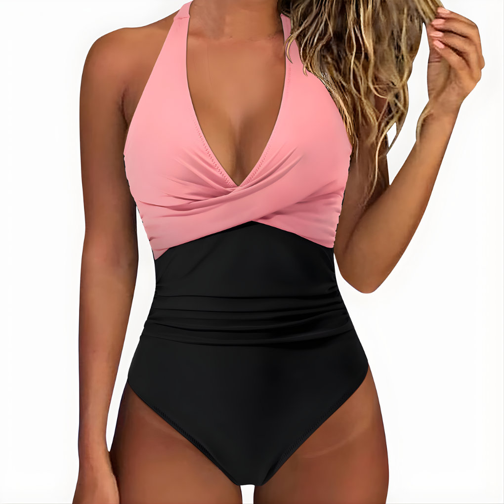 Zomers damesbadpak, plooigedetailleerd, van elastaan voor flexibiliteit en een perfecte fit.