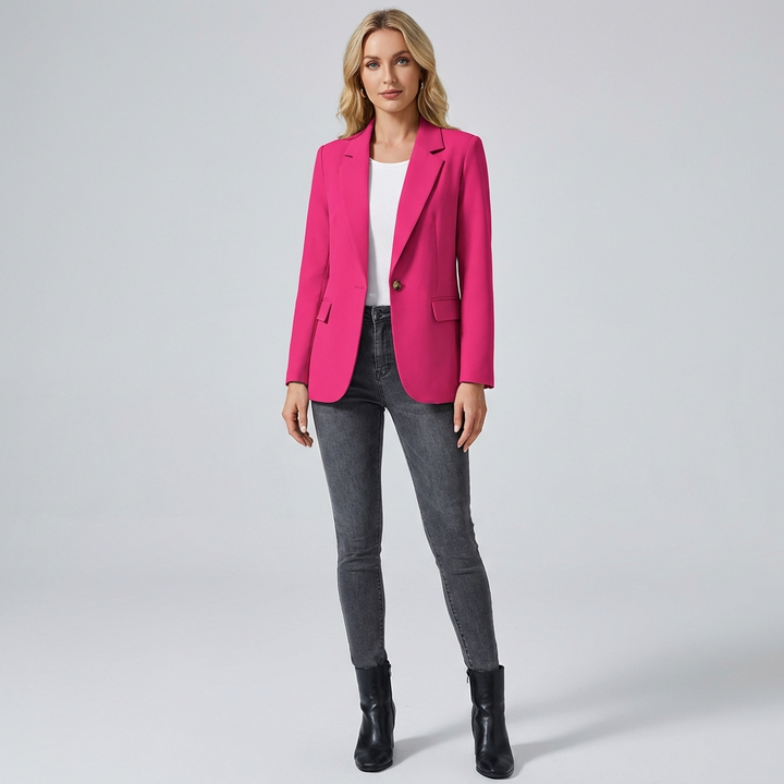 Damesblazer met lange mouwen: stijlvolle effen blazer voor een zakelijke of casual look. Veelzijdige mode.