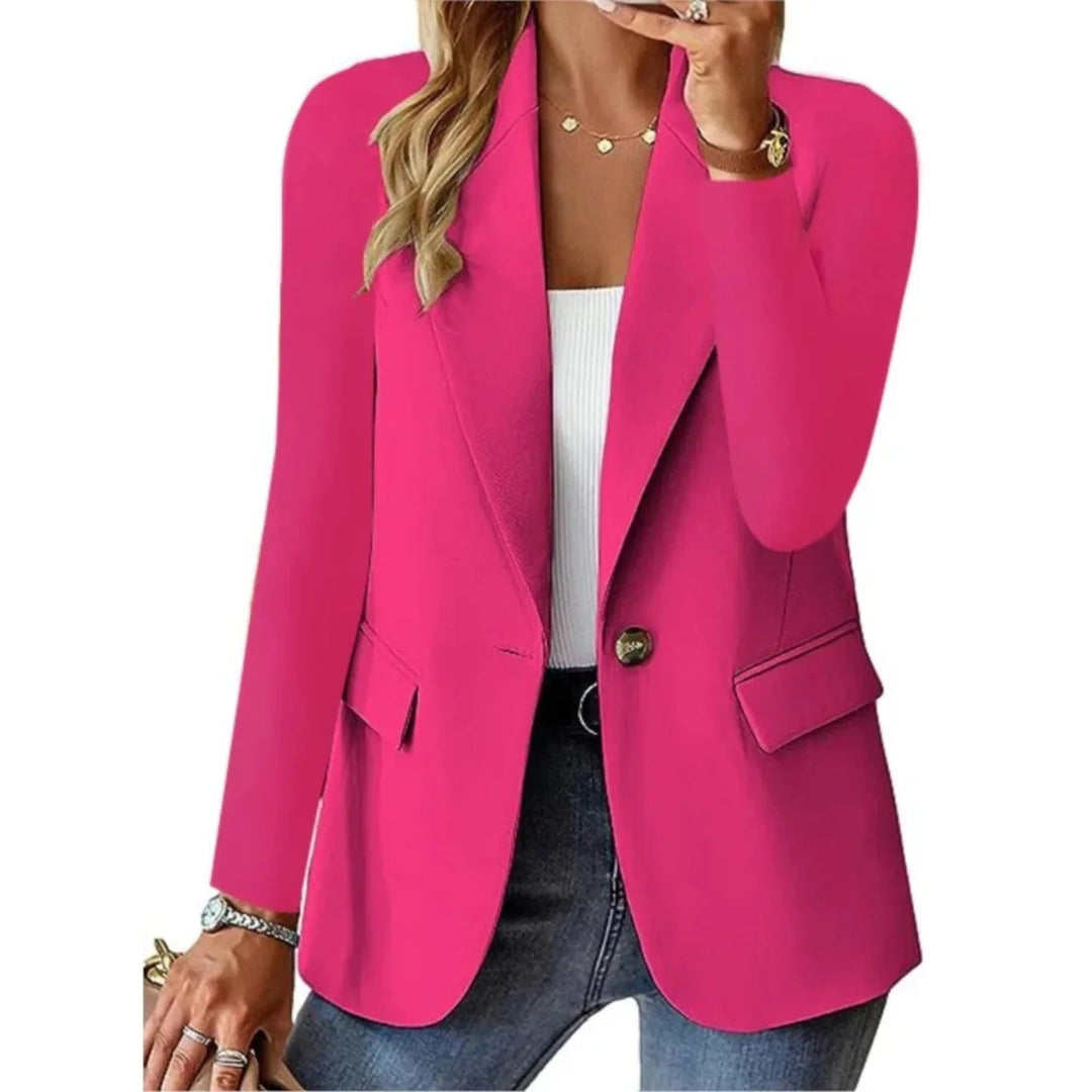 Veelzijdige blazer voor dames: casual chic of zakelijk, deze effen blazer met lange mouwen past altijd.
