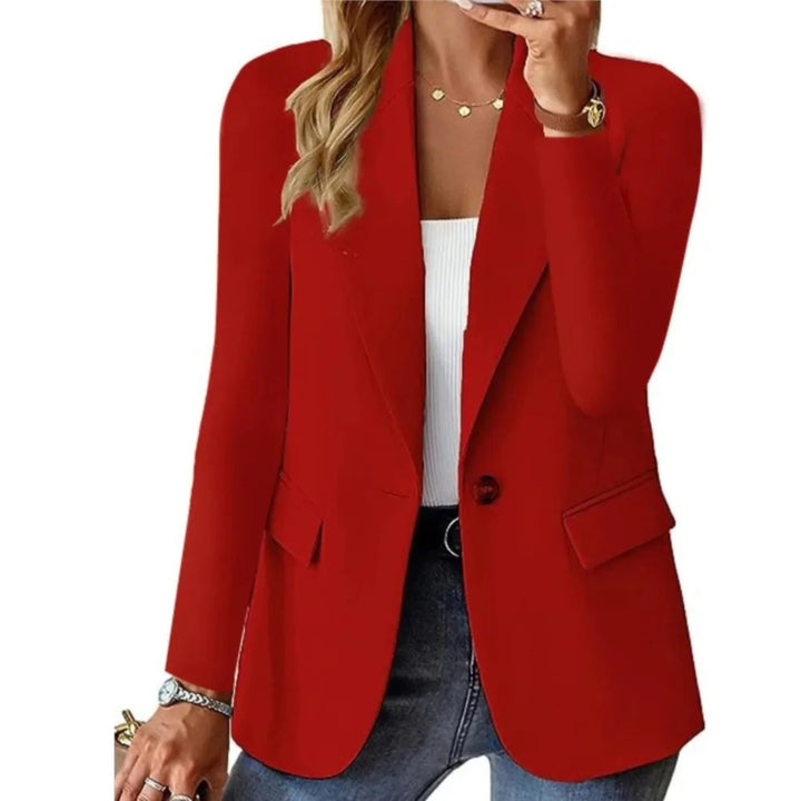 Casual damesblazer: comfortabele effen blazer, perfect voor een ontspannen doch stijlvolle outfit.