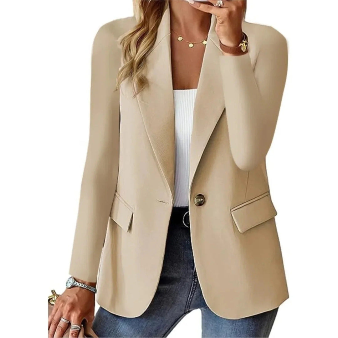 Mode blazer dames: stijlvolle effen blazer, ideaal als kantooroutfit of voor een casual, elegante look.