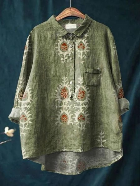 Dames casual chic blouse met kleurrijke bloemenprint en knoopsluiting. Comfortabel en stijlvol.