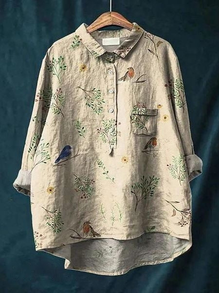 Modieuze damesblouse met vrolijke bloemenprint, knoopsluiting. Geschikt voor casual en geklede look.