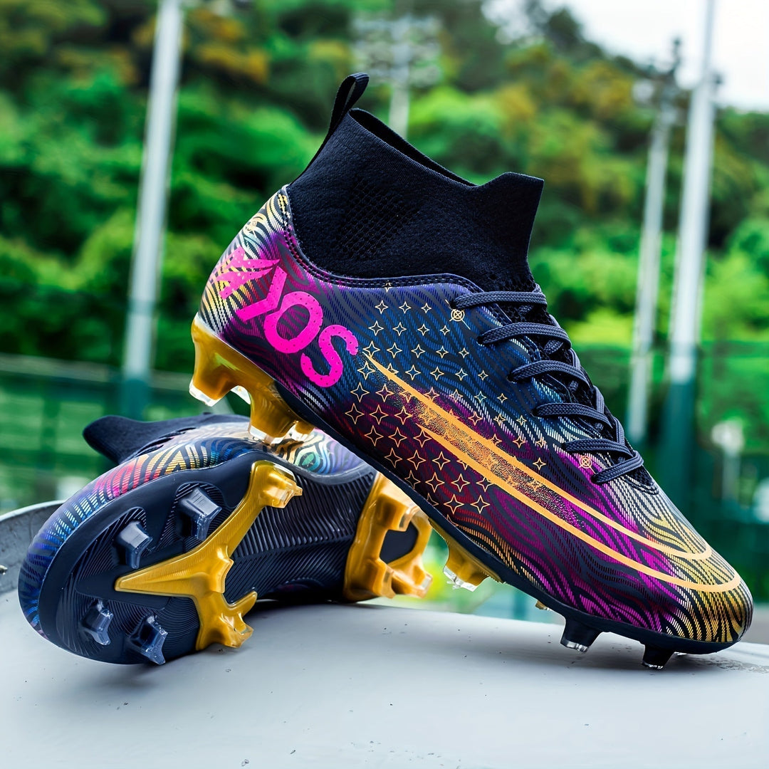 Achteraanzicht van de Dario heren voetbalschoenen, met de hoge kraag die de enkel stevig omvat.