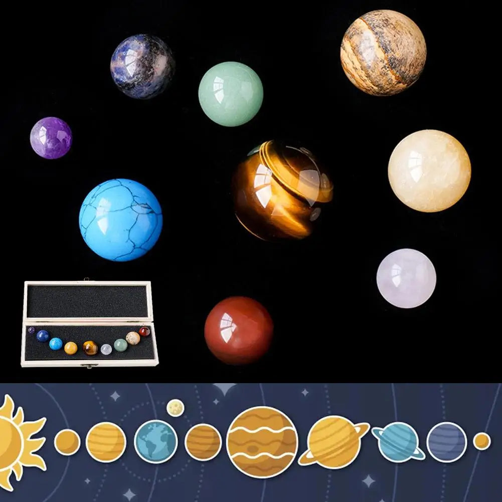 Zonnestelsel met edelsteen planeten, een prachtig en uniek geschenk voor spirituele liefhebbers en interieurdecoratie.