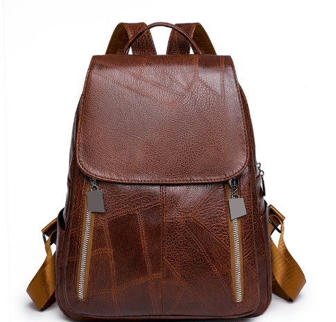 Dames anti-diefstal leren rugzak, elegant, premium leer, tijdloos design, ideaal voor stijlvolle, veilige reizen.