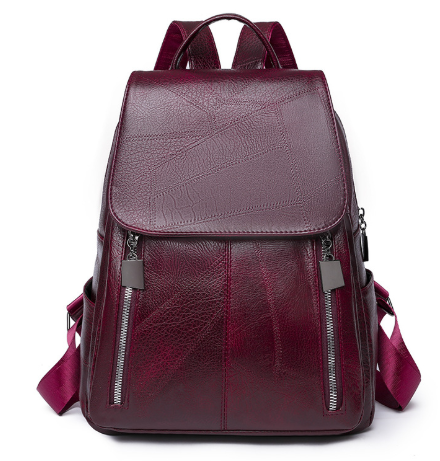 Dames anti-diefstal leren rugzak, elegant, premium leer, tijdloos design, ideaal voor stijlvolle, veilige reizen.