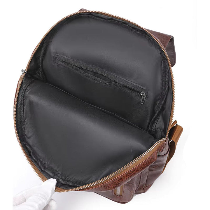 Dames anti-diefstal leren rugzak, elegant, premium leer, tijdloos design, ideaal voor stijlvolle, veilige reizen.