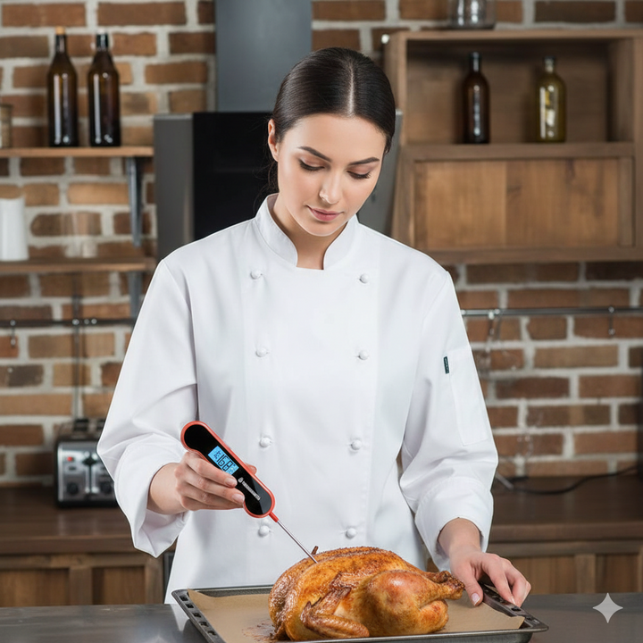 AM1 digitale vleesthermometer met helder LCD-scherm, ideaal voor keuken & BBQ. Nauwkeurig grillen & koken.