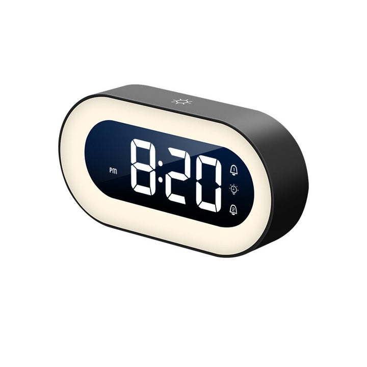 Moderne digitale wekker met zacht nachtlampje, rustgevende geluiden en helder LED display.