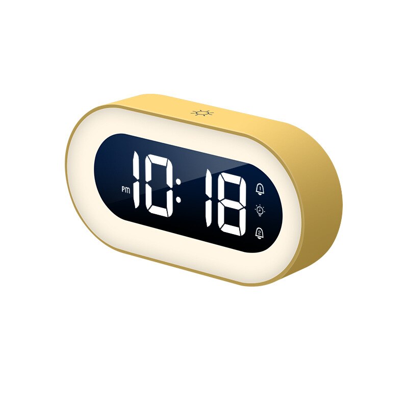 Oplaadbare digitale wekker Lumino met LED display, nachtlampje en natuurlijke wekgeluiden.