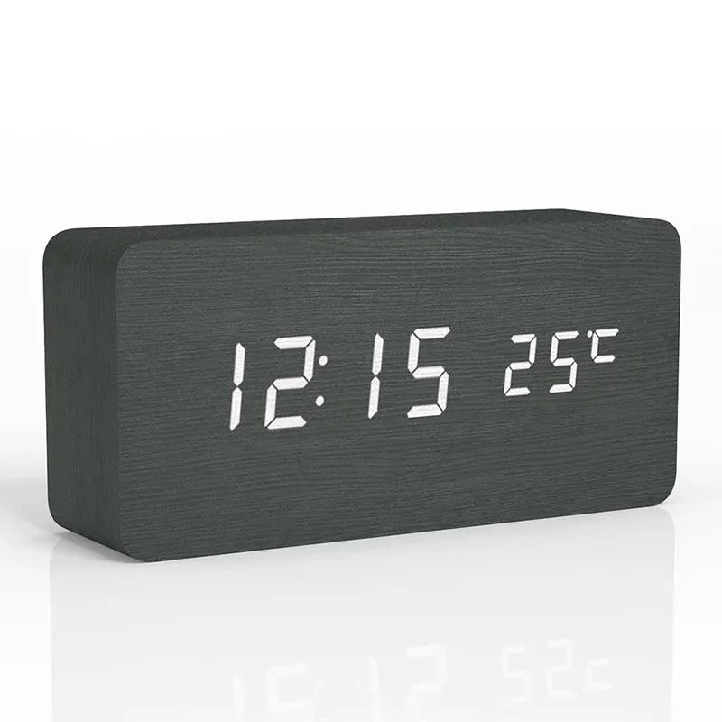 Frendorf digitale houten wekker met LED-display en stil ontwerp