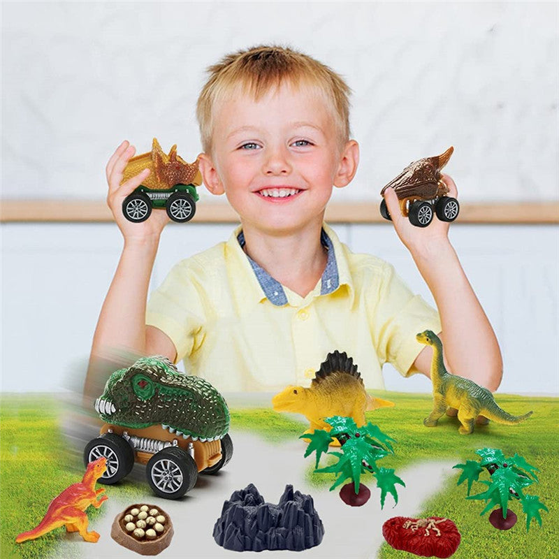 Dinosaurus speelgoed vrachtwagen met mini-dino's, groen Triceratops-ontwerp, ideaal voor kinderavonturen en georganiseerde opslag