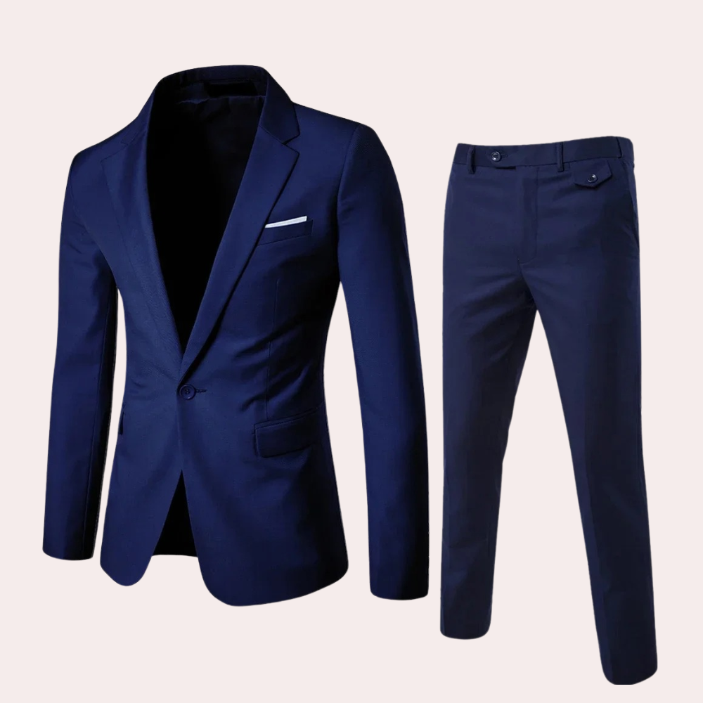 Lichtblauw Thomas herenpak, comfortabel en veelzijdig, perfect voor lente- of zomerse formele evenementen.