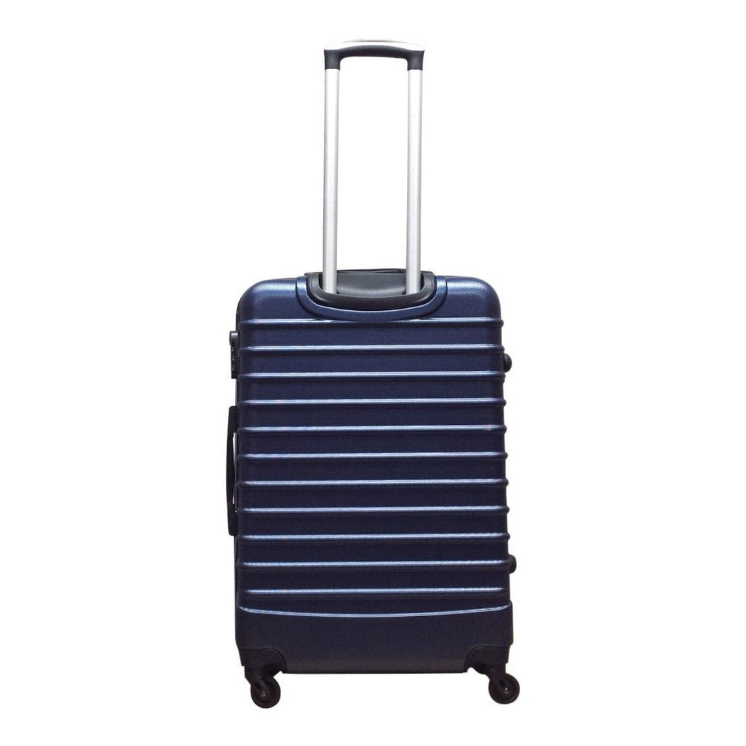 Twee donkerblauwe harde ABS reiskoffers. Perfect voor weekendtas of uitgebreide vakantie bagage.