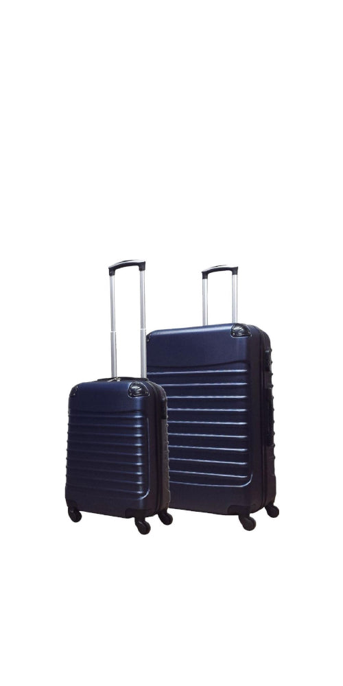Donkerblauwe 2-delige hardcase kofferset, ideaal voor reizen en vakantiebagage.