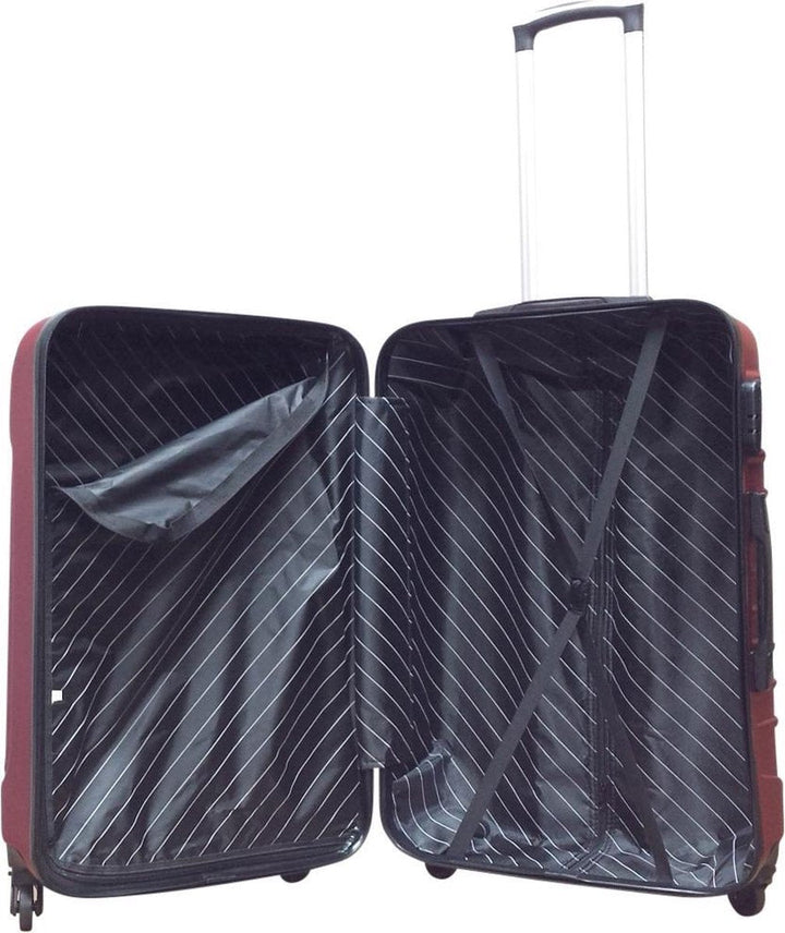 Twee donkerblauwe hardcase trolleys van ABS, lichtgewicht en duurzaam voor al je reizen.