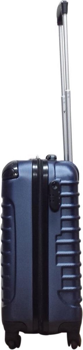 Praktische donkerblauwe 2-delige hardcase kofferset voor comfortabel reizen en vakantie.